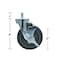 Bk Resources 5-inch Threaded Stem Casters, Gy Rubber Wheels, Brake, 300lb Cap, Oil/Grease/Water Resistant, 4PK 5SBR-4ST-GR-PS4 - alternate 5